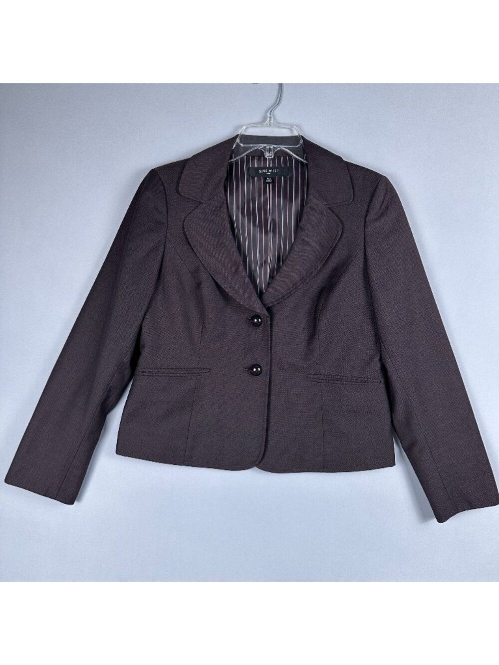 Nine West Blazer Coat Two-Button Closure Striped Lining  Size Black 12P